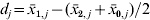 d_{j} \equals \bar{x}_{\setnum{1}\comma j} \minus \lpar \bar{x}_{\setnum{2}\comma j} \plus \bar{x}_{\setnum{0}\comma j} \rpar \sol 2