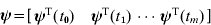 {\bimpsi } \equals \lsqb \matrix{ {{\bimpsi }^{\rm T} \lpar t_{\setnum{0}} \rpar } \tab {{\bimpsi }^{\rm T} \lpar t_{\setnum{1}} \rpar } \, \cdots \, {{\bimpsi }^{\rm T} \lpar t_{m} \rpar } \cr} \rsqb 