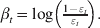 \beta _{t} \equals \log \left( {{{1 \minus \varepsilon _{t} } \over {\varepsilon _{t} }}} \right).