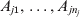 A_{j\setnum{1}} \comma \ldots \comma A_{jn_{j}}