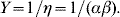 Y{\rm \equals 1\sol }\eta {\equals 1\sol \lpar }\alpha \beta {\rm \rpar }{\rm.}