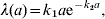 \lambda \lpar a\rpar \equals k_{\setnum{1}} a{\rm e}^{ \minus k_{\setnum{2}} a}\comma