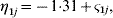\eta _{\setnum{1}j} \equals \minus 1 {\cdot} 31 \plus \varsigma _{\setnum{1}j} \comma \hfill