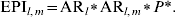 {\rm EPI}_{l\comma m} {\rm \equals AR}_{l} \hskip 1pt \vskip 1.5pt \ast \hskip 1pt \vskip -1.5pt {\rm AR}_{l\comma m} \hskip 1pt \vskip 1.5pt \ast \hskip 1pt \vskip -1.5pt P \ast .\hfill