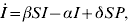\dot{I} \equals \beta SI \minus \alpha I \plus \delta SP\comma \hfill
