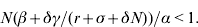 N\lpar \beta \plus \delta \gamma \sol \lpar r \plus \sigma \plus \delta N\rpar \rpar \sol \alpha \lt 1.