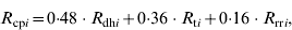R_{{\rm cp}i} \equals 0 {\cdot} 48 \cdot R_{{\rm dh}i} \plus 0 {\cdot} 36 \cdot R_{{\rm t}i} \plus 0 {\cdot} 16 \cdot R_{{\rm rr}i} \comma 