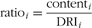 \[--><$$> {\rm{rati}}{{{\rm{o}}}_i} = \frac{{{\rm{conten}}{{{\rm{t}}}_i}}}{{{\rm{DR}}{{{\rm{I}}}_i}}} \eqno\rm<$$><!--\]