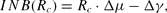 \begin{equation}
INB(R_c) = R_c \cdot \Delta \mu - \Delta \gamma, \end{equation}