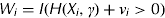 $$W_i = I (H(X_i, \gamma ) + \nu _i > 0 )$$