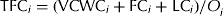 $${\rm TFC}_i = ({\rm VCWC}_i + {\rm FC}_i {\rm} + {\rm LC}_i )/O_i ^{\rm} $$