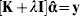 \left[ {{\bf K} \plus \lambda {\bf I}} \right]{\bf \hat{\bmalpha }} \equals {\bf y}