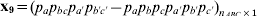 {\bf x}_{\bf \setnum{9}} \equals &#x003C;$&#x003E; &#x003C;$&#x003E;\lpar p_{a} p_{bc} p_{a\prime} p_{b\prime c\prime} \minus p_{a} p_{b} p_{c} p_{a\prime} p_{b\prime} p_{c\prime} \rpar _{n_{{ABC}} \times \setnum{1}} 