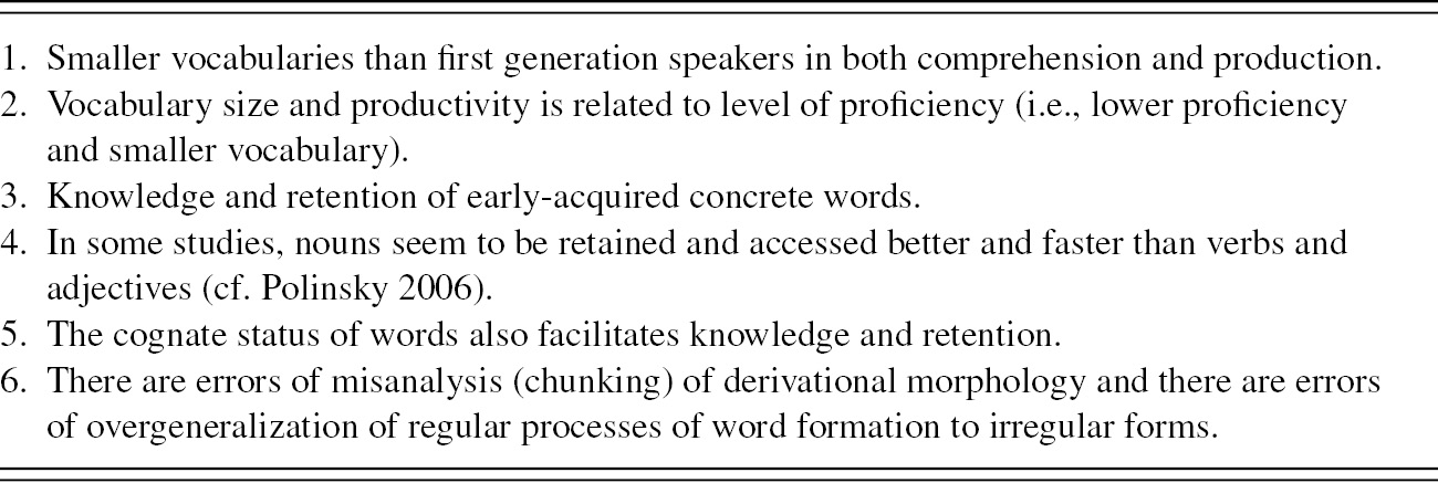 The Language Of Heritage Speakers Chapter 3 The Acquisition Of