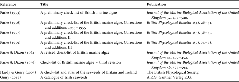 A revised check list of the seaweeds of Britain Journal of the