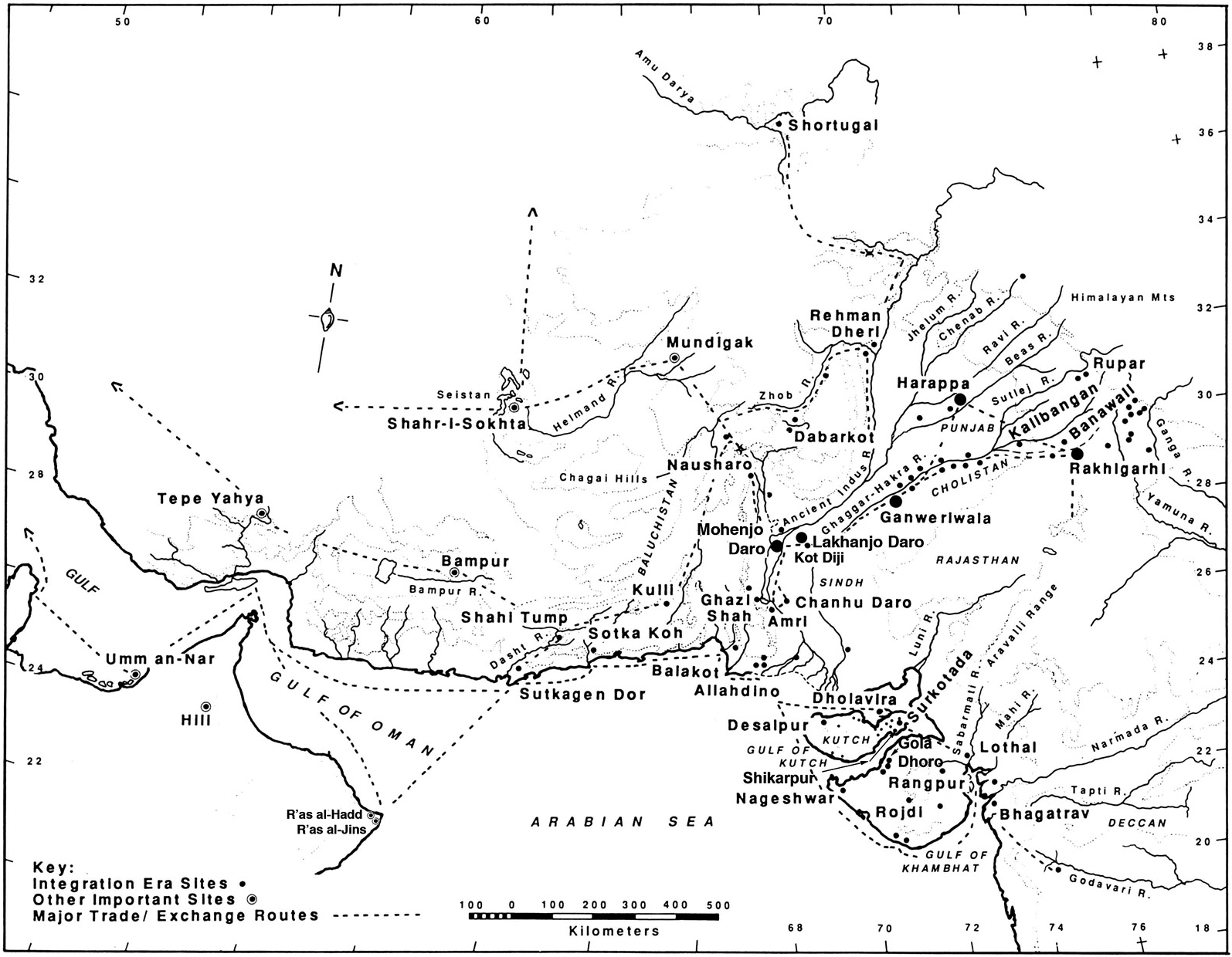 indus valley civilization line map