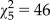 $\chi _5^2 \,&#x003D; \,46$