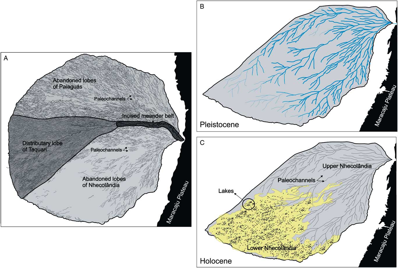 Holocene stratigraphic evolution of saline lakes in Nhecolândia