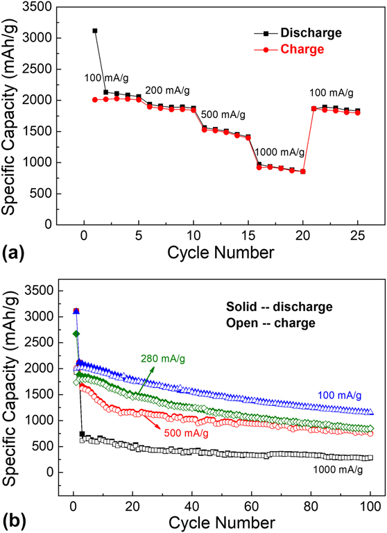 Binder-free freestanding flexible Si nanoparticle–multi-walled