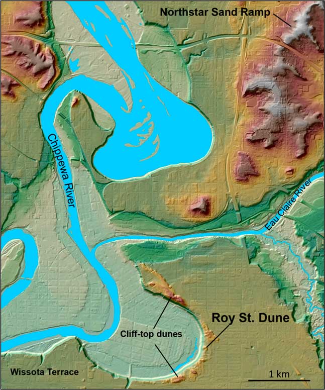 Eolian sand and loess deposits indicate west northwest paleowinds