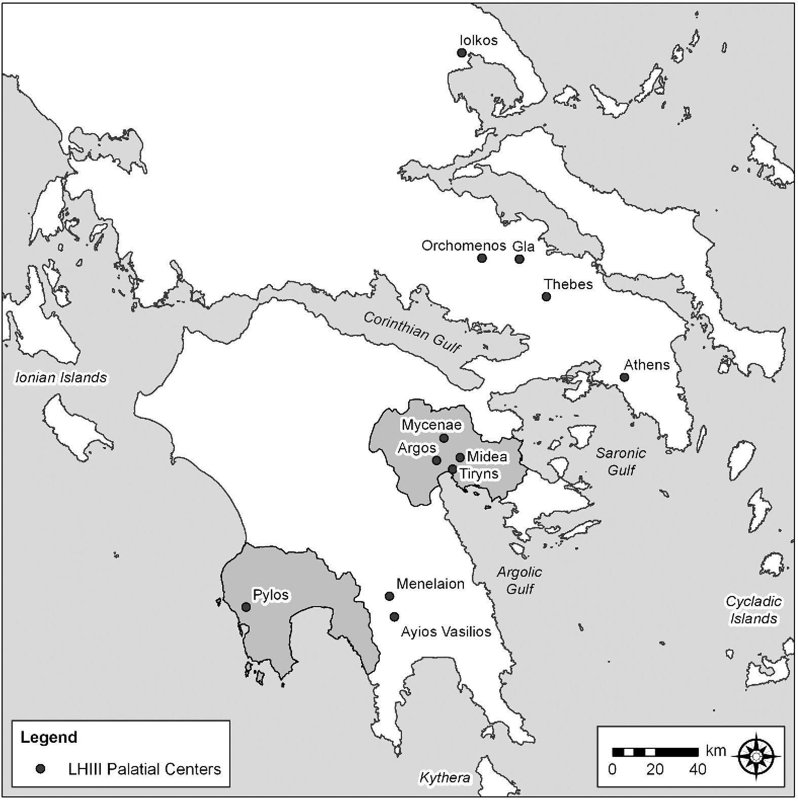 map of mycenaean greek