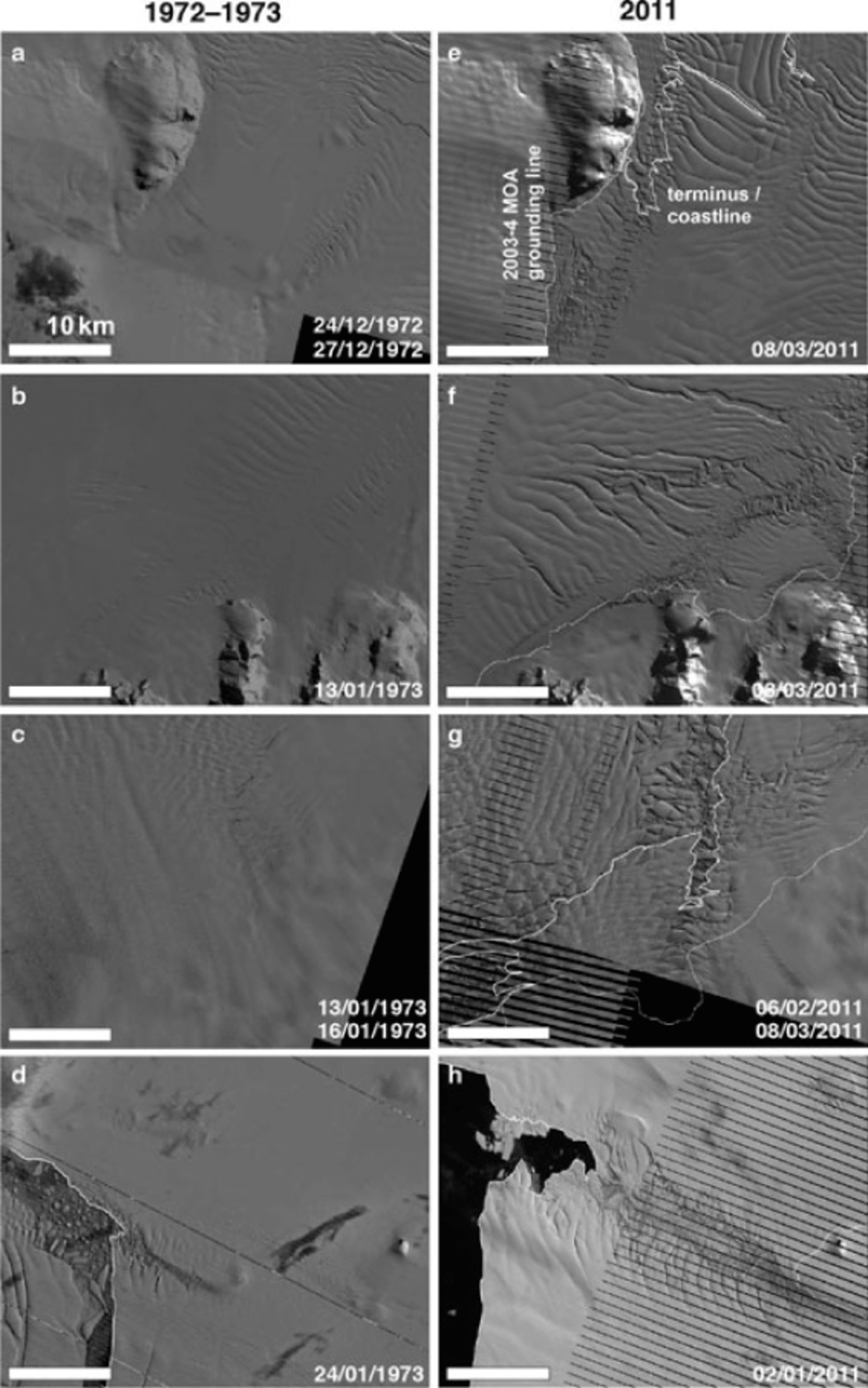 Widespread rifting and retreat of ice-shelf margins in the eastern Amundsen  Sea Embayment between 1972 and 2011 | Journal of Glaciology | Cambridge Core