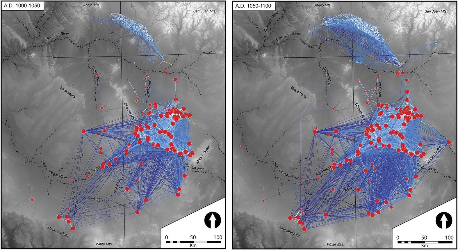 Evaluating Chaco migration scenarios using dynamic social network