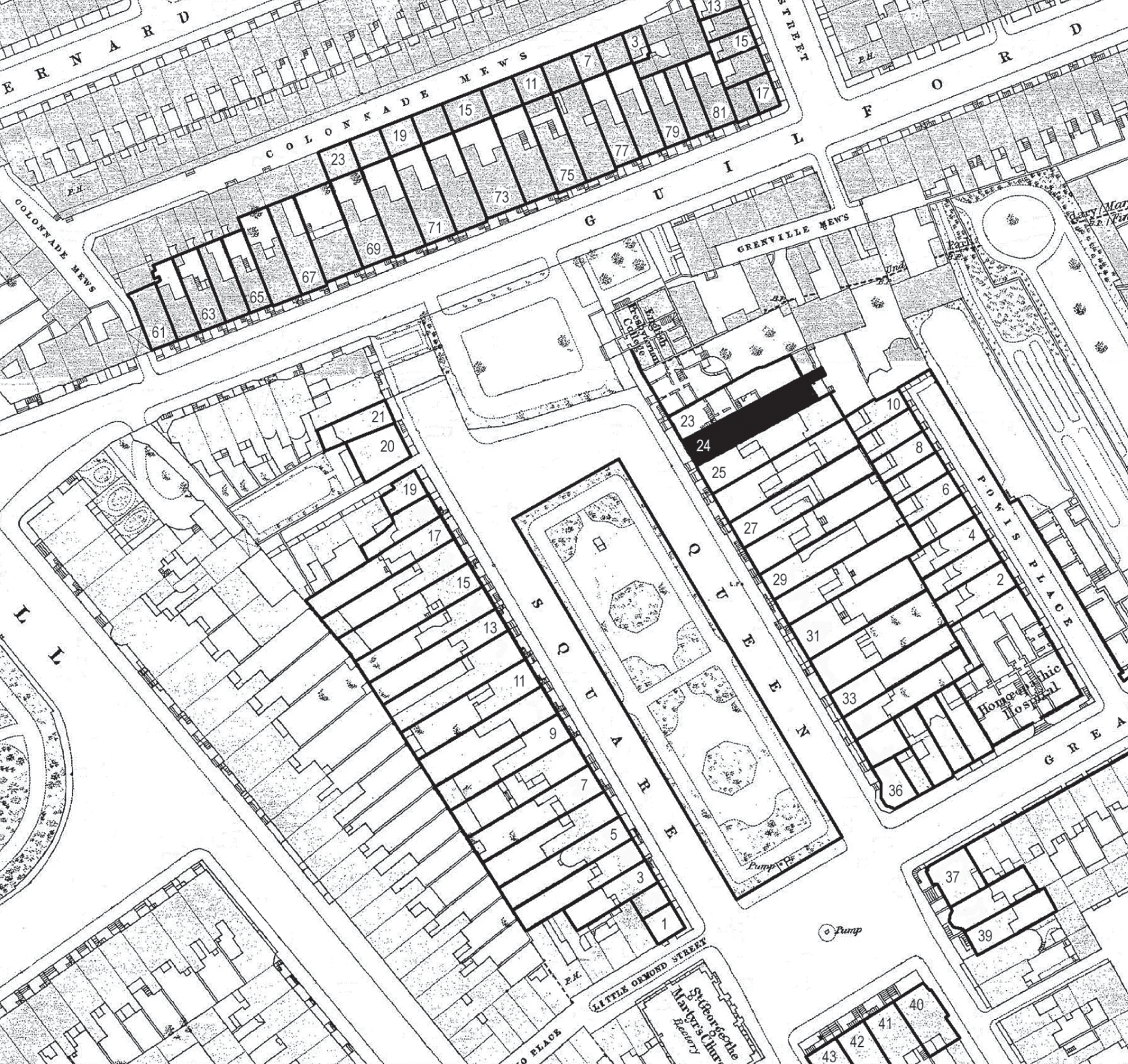 Queen Square The Salmon Pink And Other Hospital Buildings - 