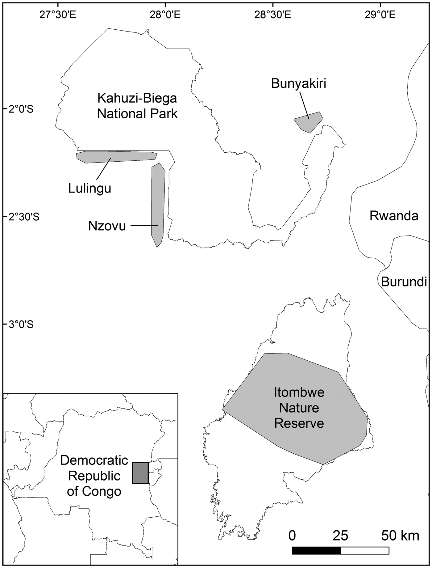 Location of registered coltan and coltancassiterite mines in the