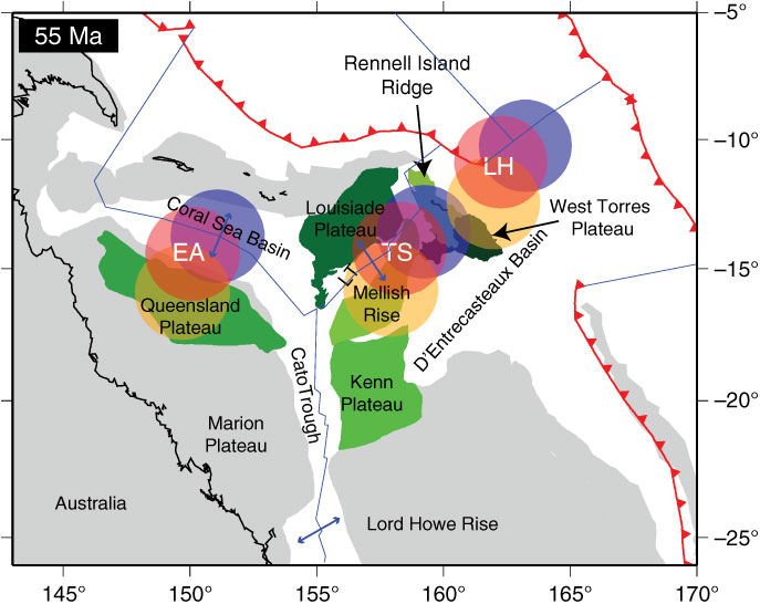 The general survey area on the Louisville Seamount Chain, showing