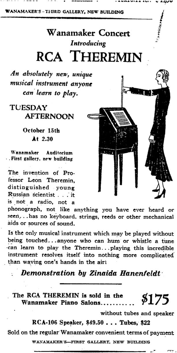 11.: Left: Leon Theremin playing his epnoymous electronic musical