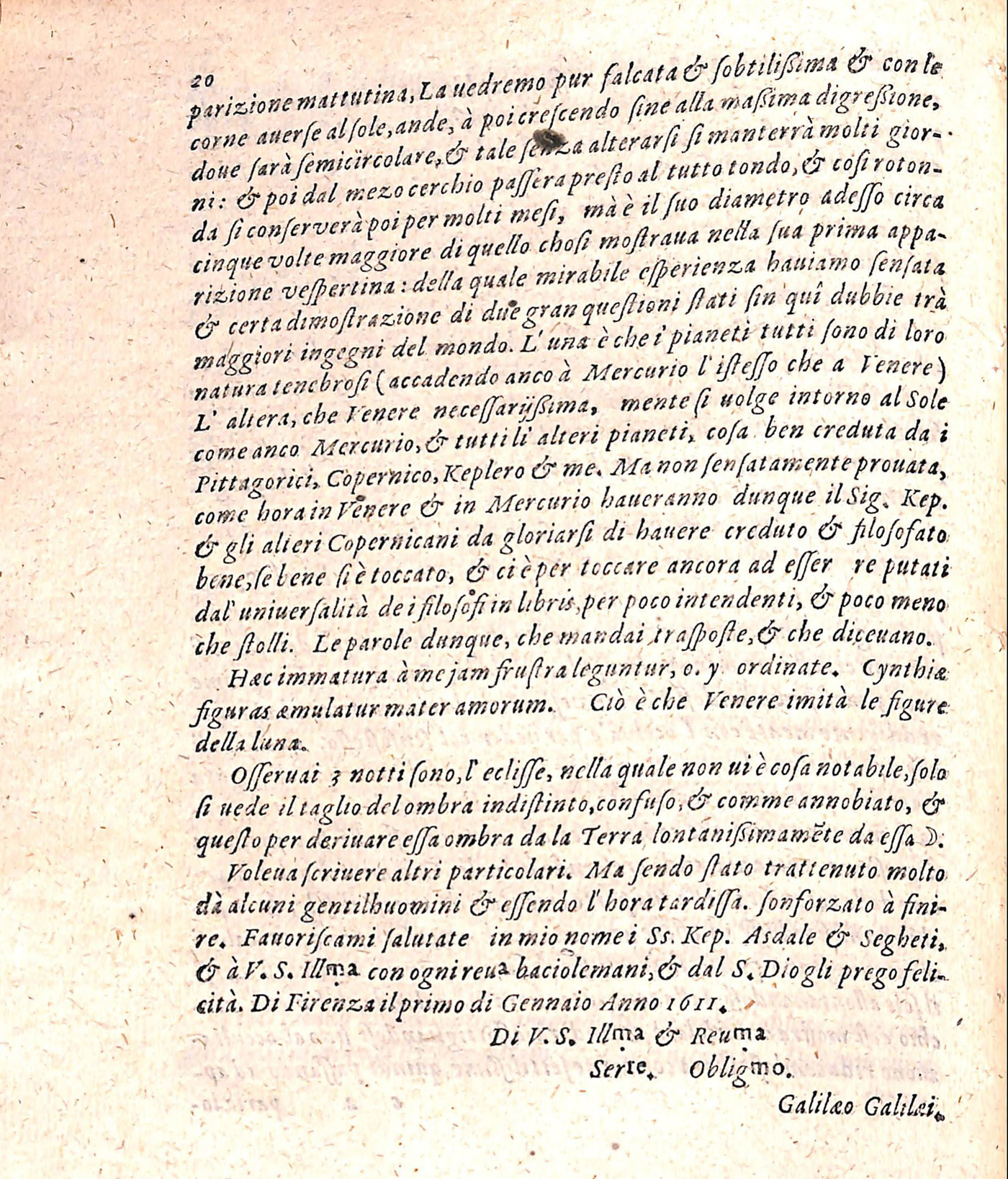 Lettera a don benedetto castelli