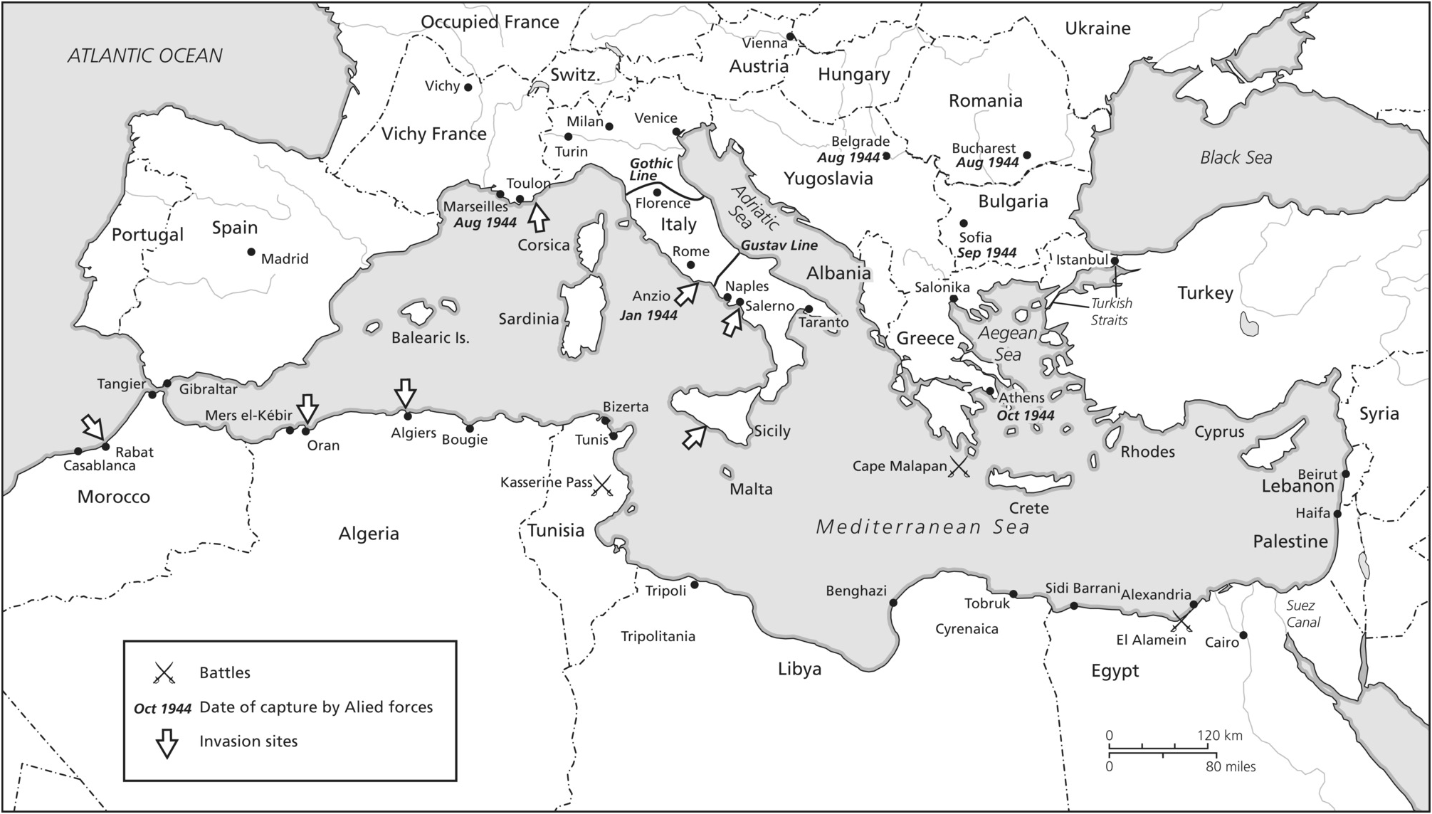 Map of WWII - Mediterranean Region 1940