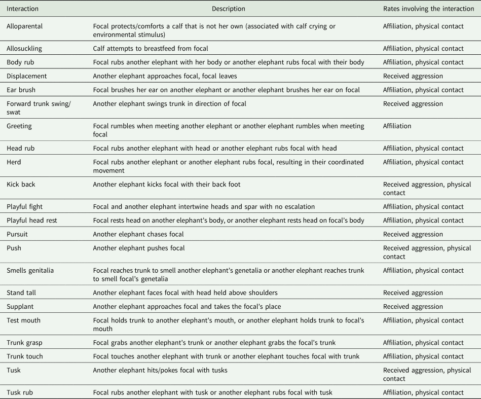 The Elephant Ethogram