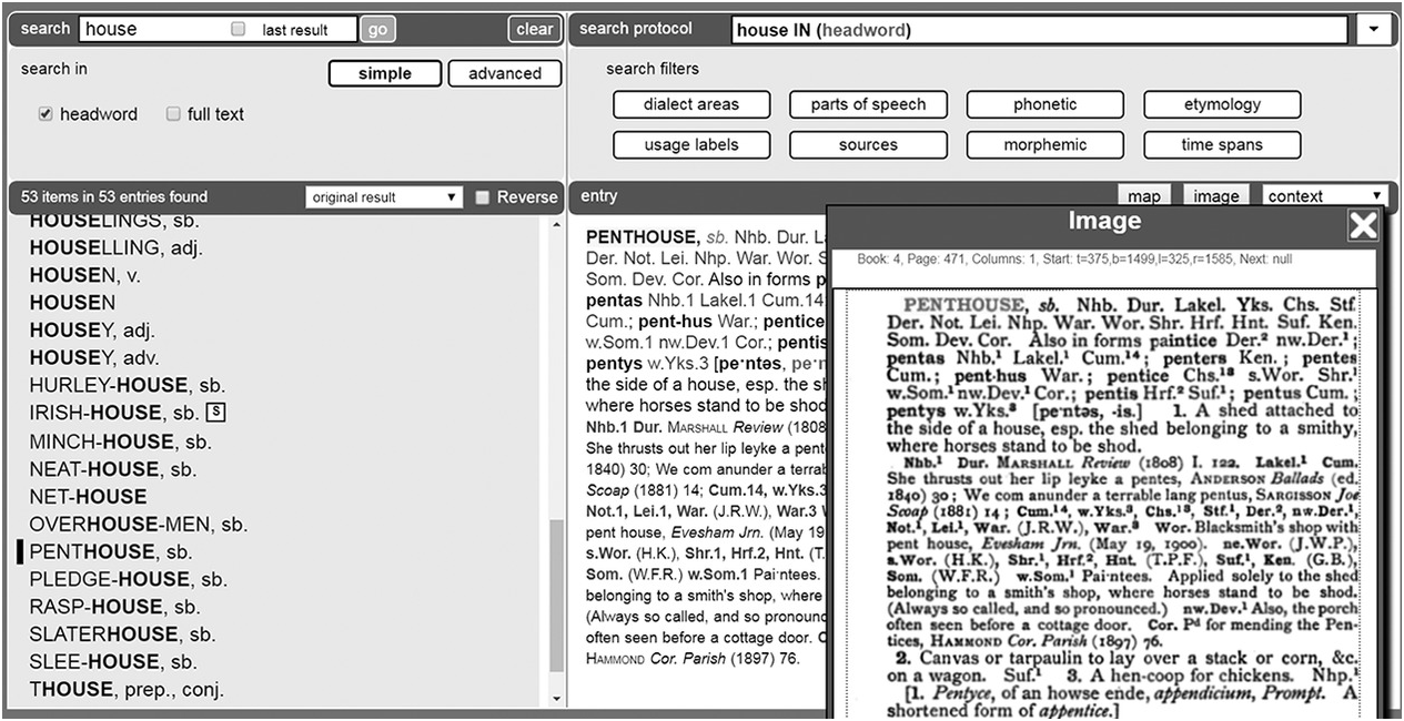 Retrieval Window (Advanced Mode) (Chapter 7) - English Dialect Dictionary  Online