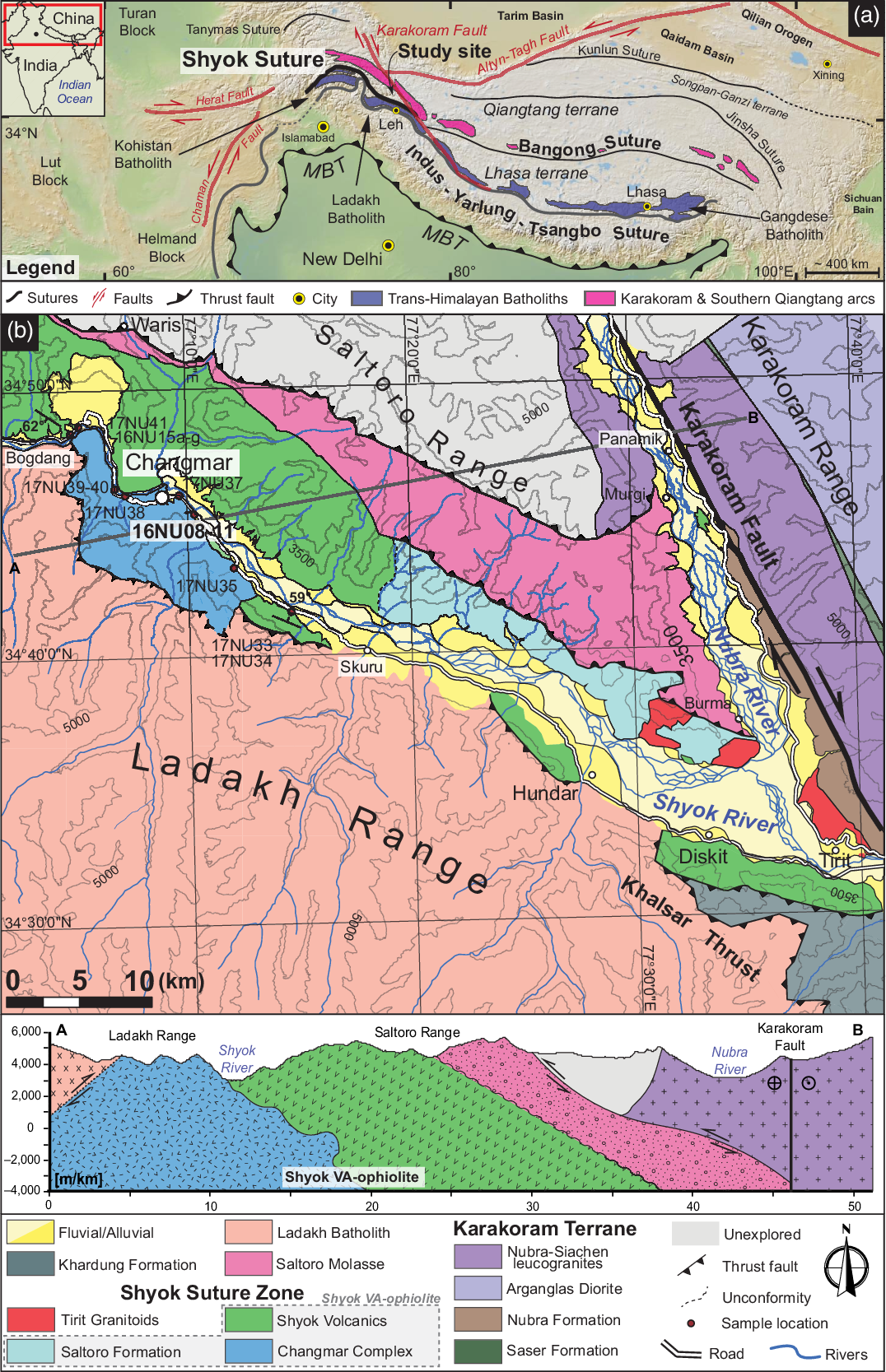 Nature of the Shyok (Northern) Suture Zone between India and Asia:  petrology, geochemistry and origin of the Tirit granitoids and associated  dykes (Nubra Valley Ladakh Himalaya, NW India), Geological Magazine