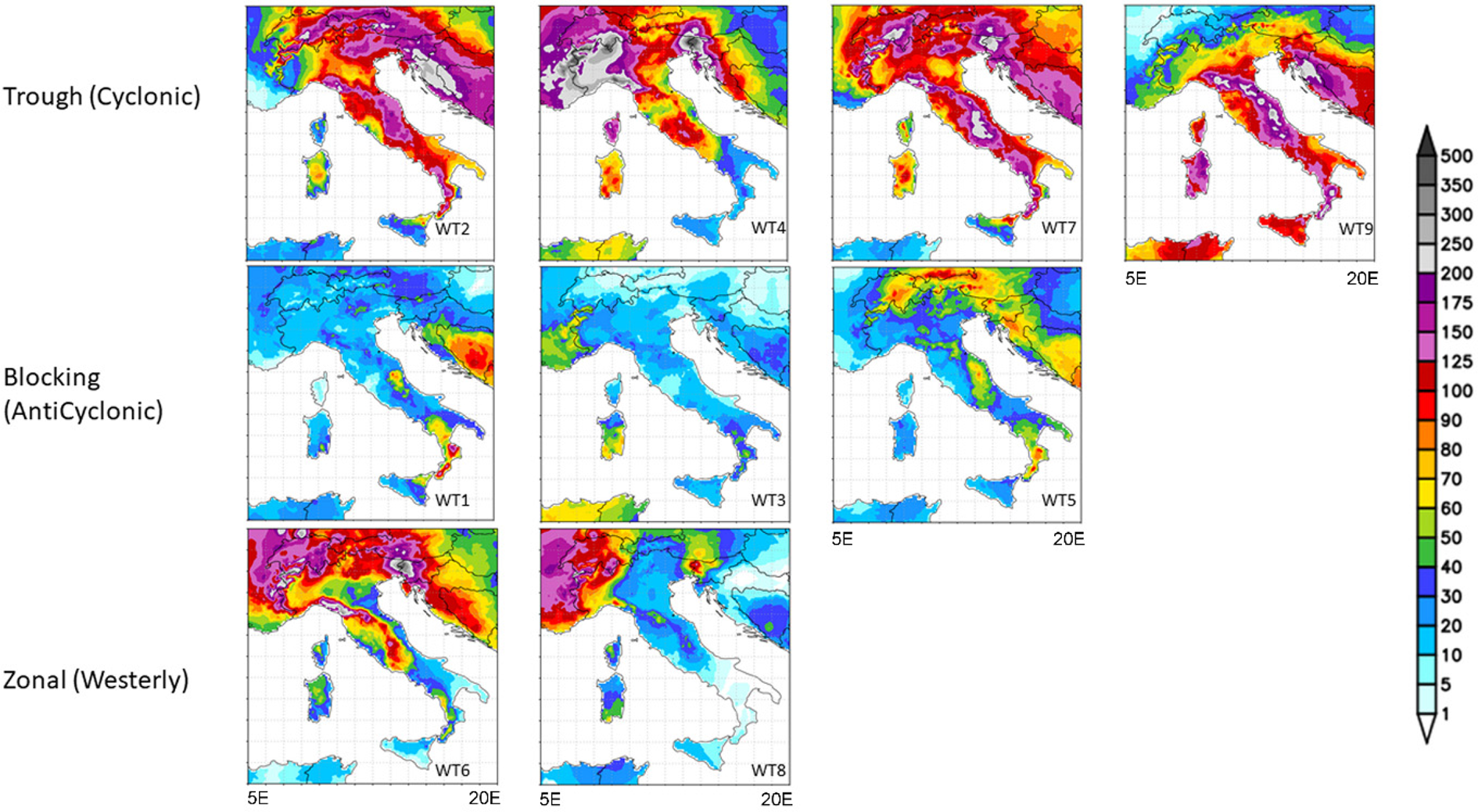 Linking crop yields in Tuscany Italy to large scale atmospheric