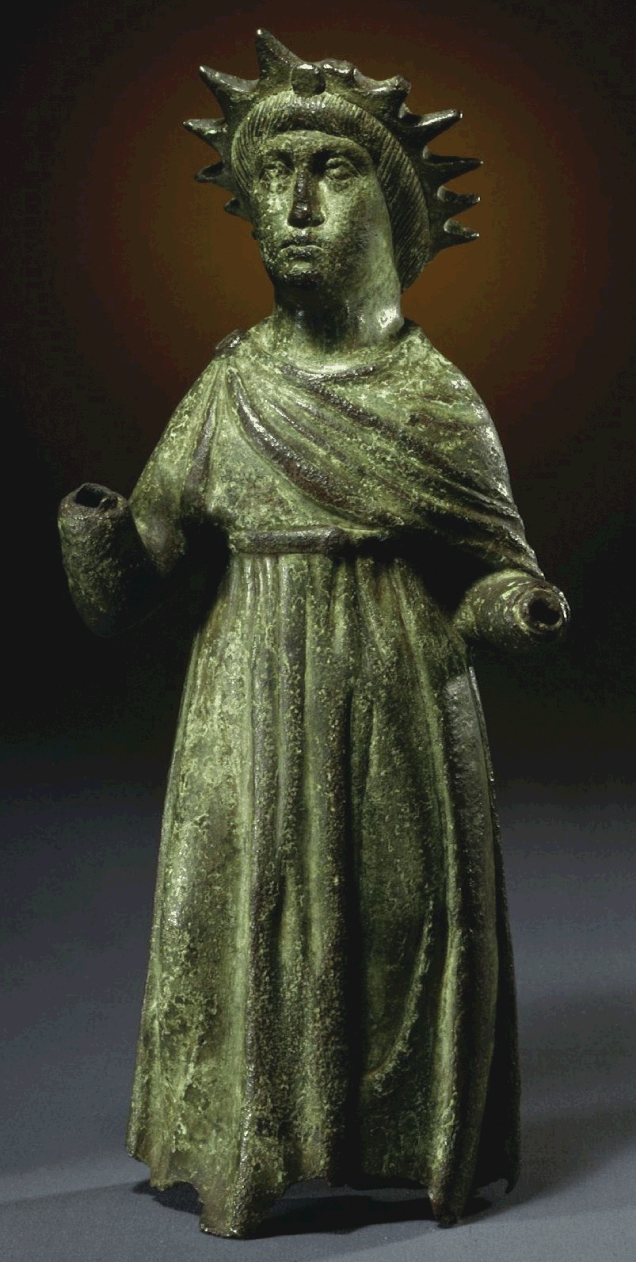 Art Deco Bronze statue Bust Ancient Roman Legionnaire General Maximus Oak Stand 