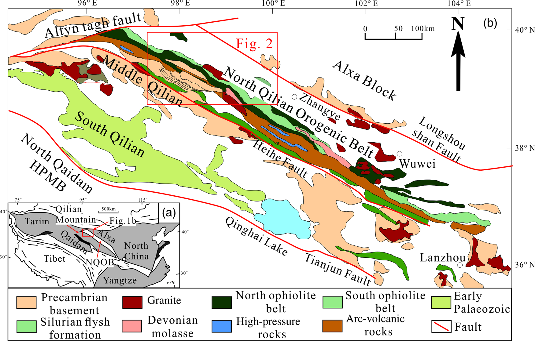 a) Schematic geological map of North Qinling orogenic belt