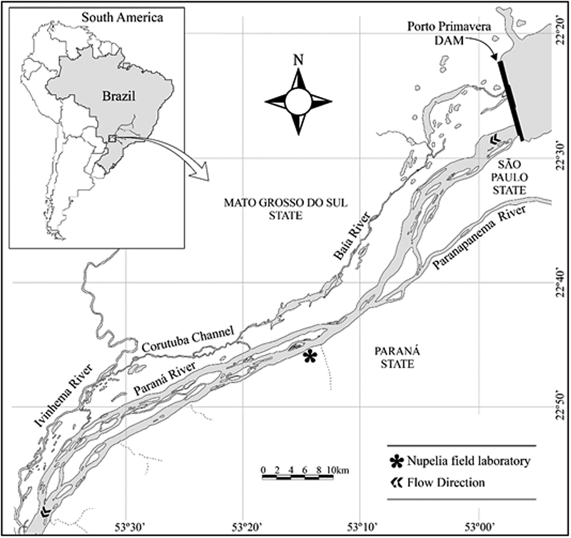 Study area and sampling lakes in the Upper Paraná River Floodplain