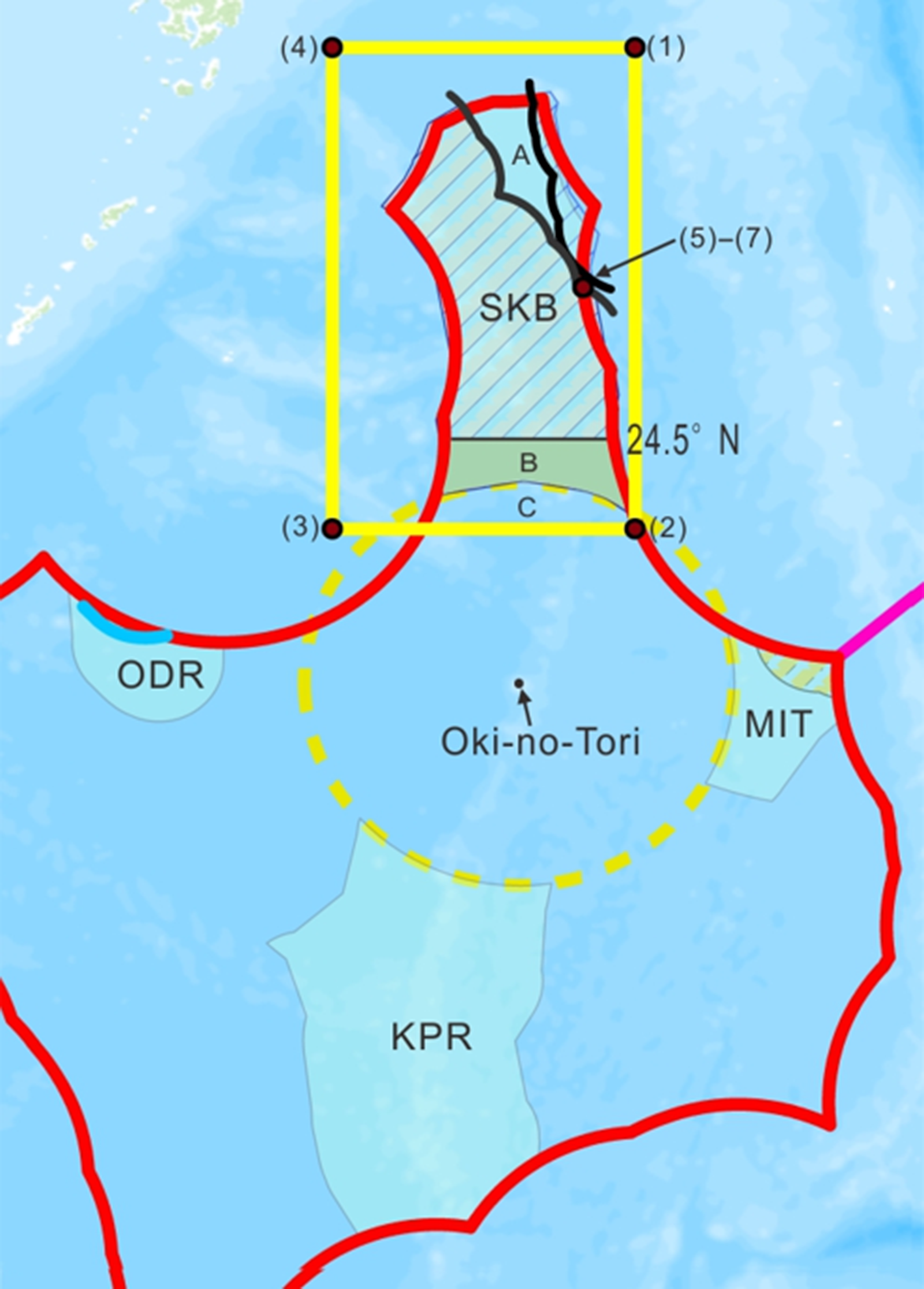 Outer limits of the continental shelf beyond CLCS and