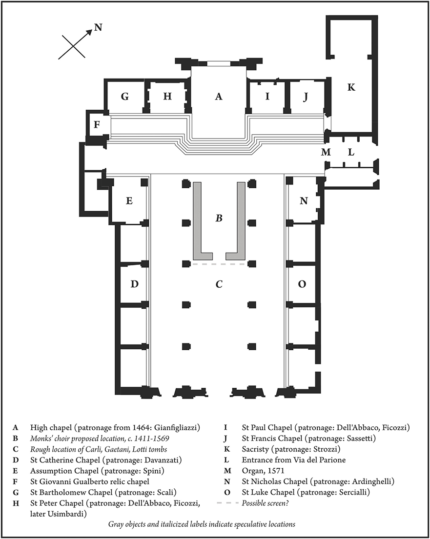 Patronage and Place in Monastic Churches (Chapter 5) - Transforming the  Church Interior in Renaissance Florence, image size:881x1105