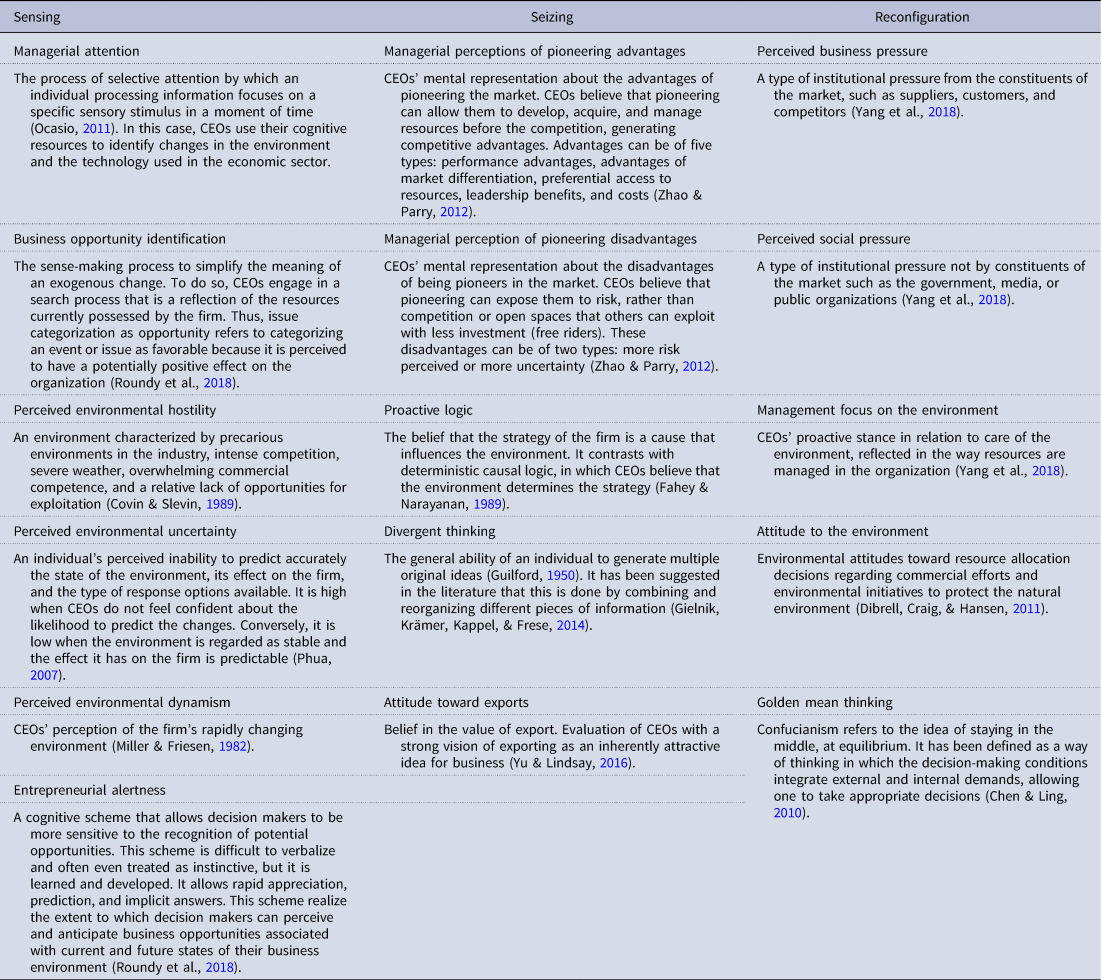 CEOs' managerial cognition and dynamic capabilities: a meta