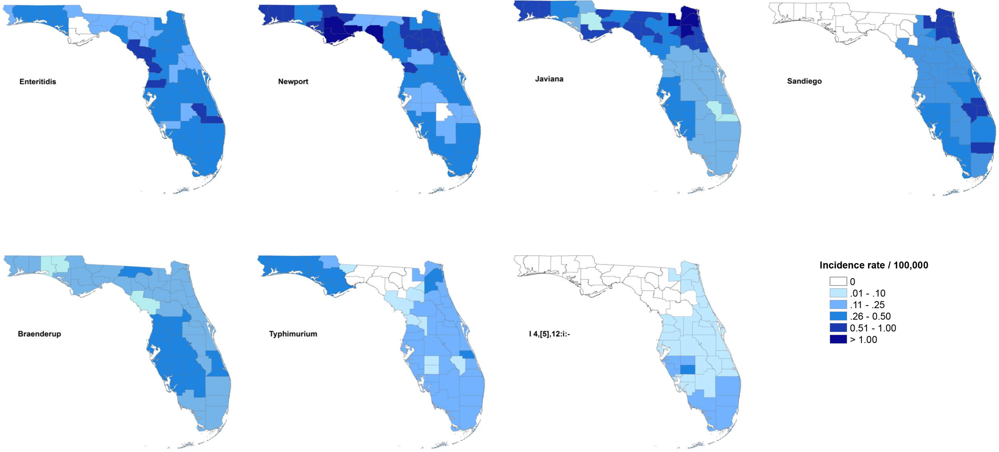 Geographical distribution and spacetime clustering of human illnesses