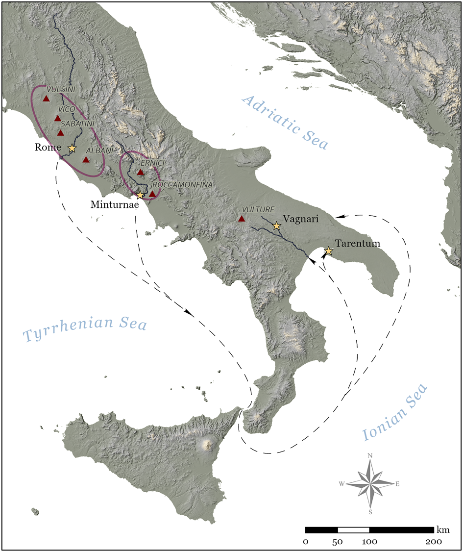 Map with context locations indicated. Map: Sovrintendenza