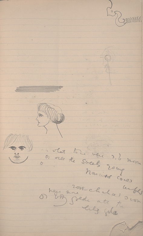 Page from an untitled holograph notebook with doodles and verses by Oscar Wilde, circa 1880.