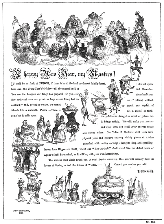 Page from an untitled holograph notebook with a list of poem titles and doodles of William Gladstone and Thomas Huxley by G. K. Chesterton, circa 1894–6.