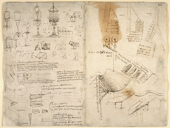 Holograph notebook page with sketches and doodles from Leonardo da Vinci’s ‘The Codex Arundel’, early sixteenth century.