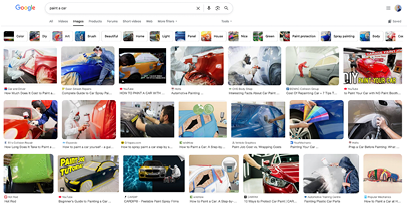 Top 21 images that a Google search gives for “paint a car”.