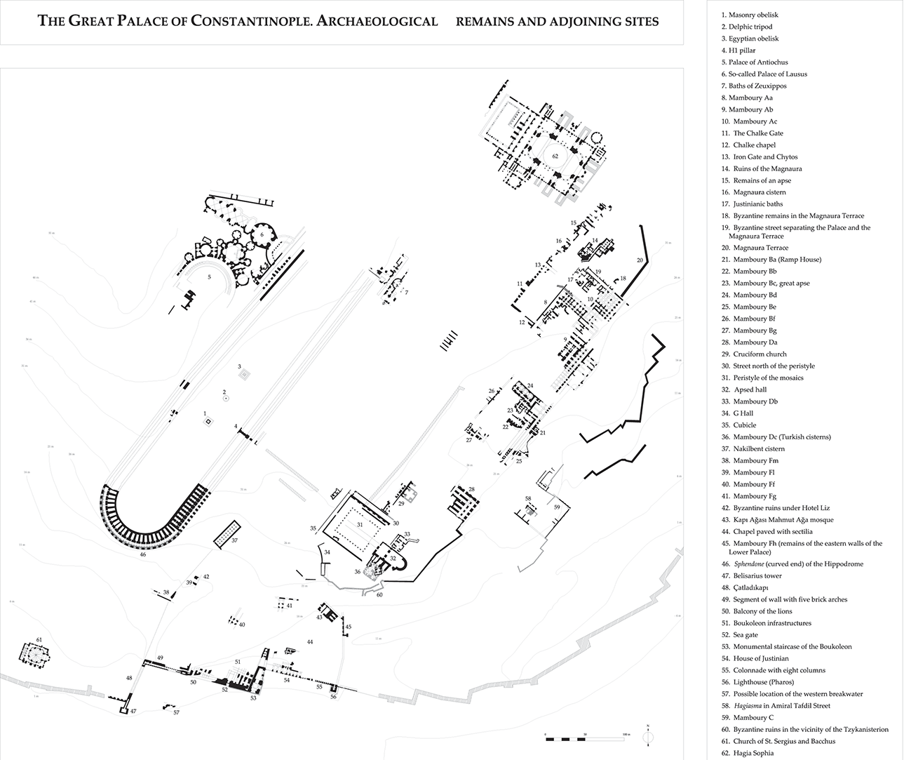 A plan of the archaeological remains related to the Great Palace.